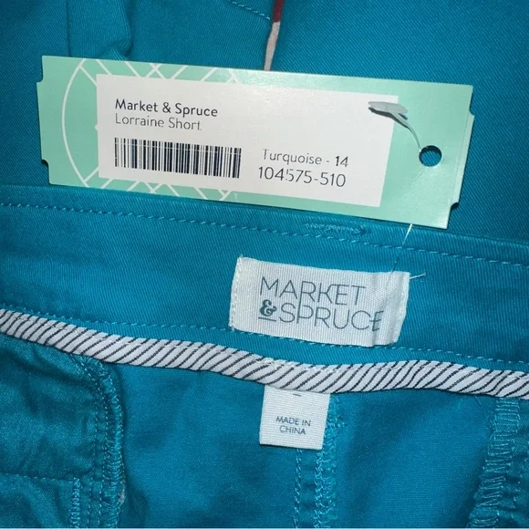 Stitch Fix market & spruce Lorraine Shorts Turquoise Sz 14 NWT - Picture 3 of 6